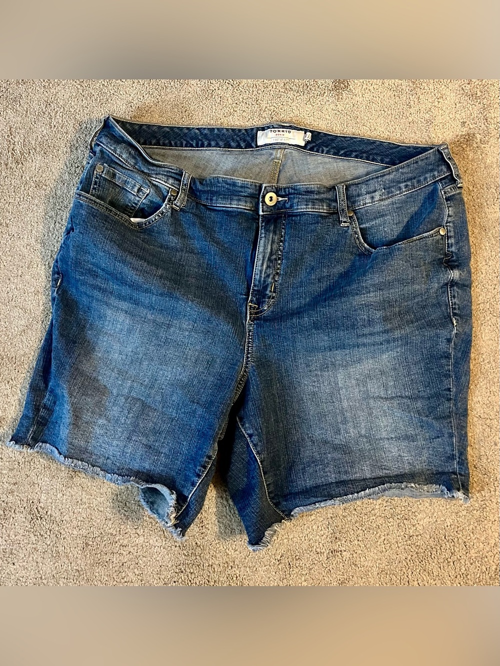 torrid Medium Blue Frayed Hem Denim Shorts